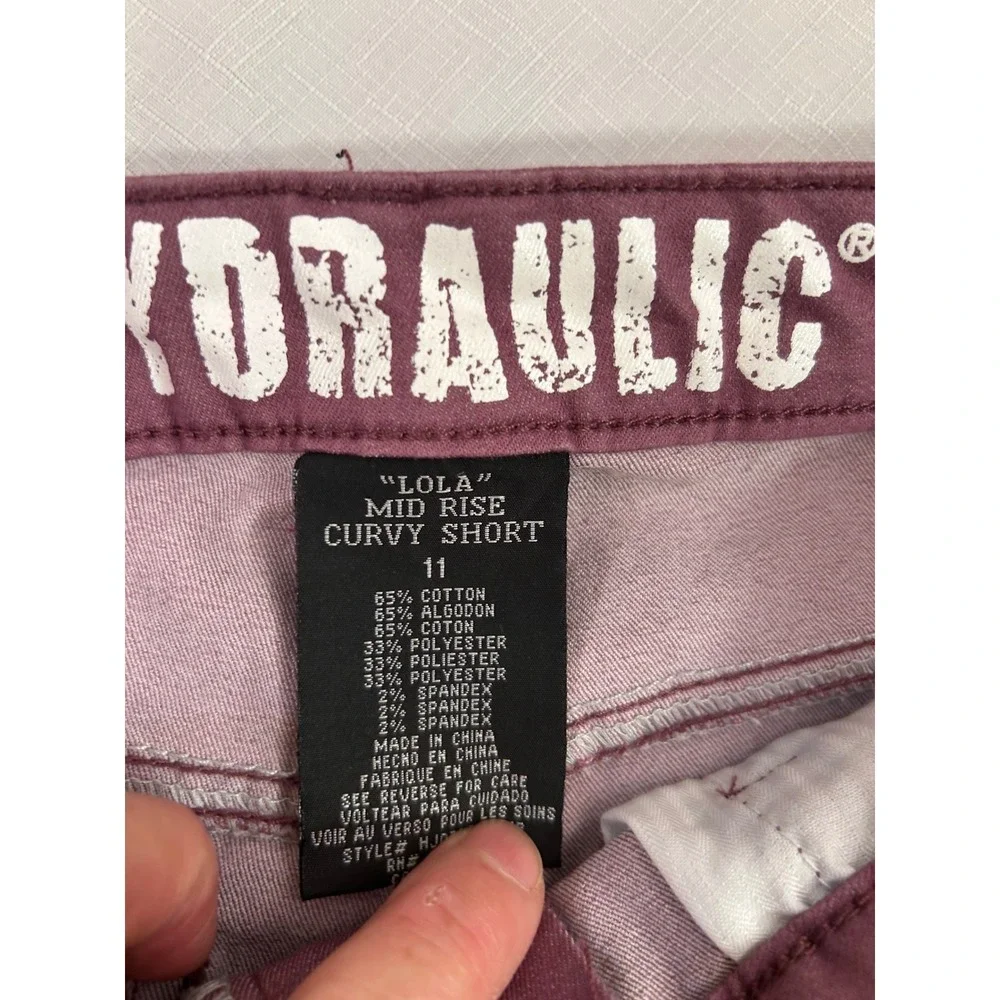 Hydraulic Lola Curvy Shorts 11 Purple Mid Rise Stretch Denim Womens